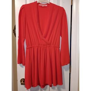 RACHEL Rachel Roy - Women’s Red V-Neck Long Sleeve Mini Dress - Sz M - EUC
